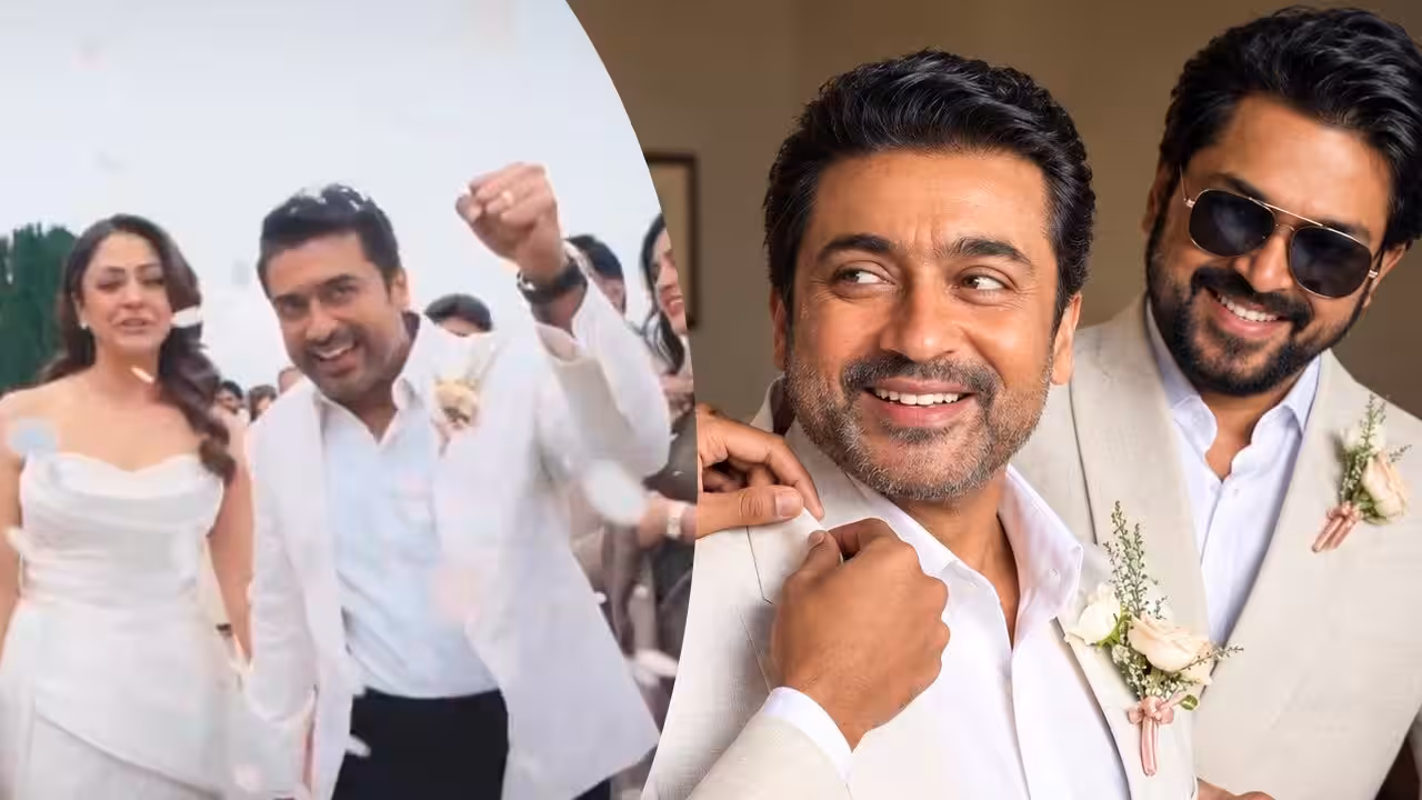 Suriya and Jyotika at their vow renewal ceremony marking 20 years of marriage
