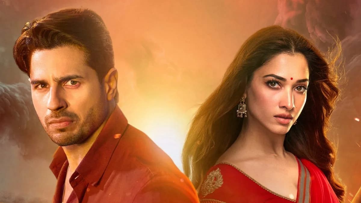 Poster of The Vvaan showing Sidharth Malhotra and Tamannaah Bhatia against a mythic forest backdrop
