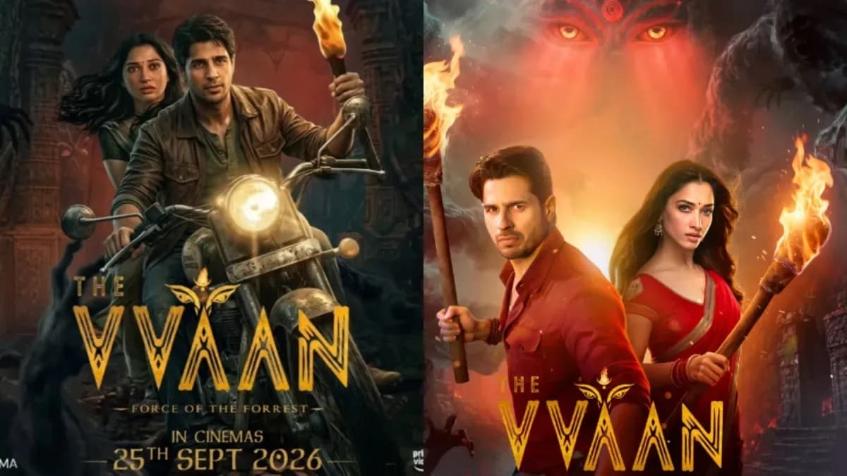 Tamannaah Bhatia and Siddharth Malhotra seated in a theater watching The Vvaan on the big screen