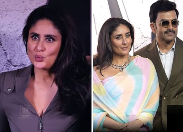 Kareena Kapoor Khan on stage with Meghna Gulzar, Prithviraj Sukumaran and Gulzar at the Daayra song launch event in Mumbai.