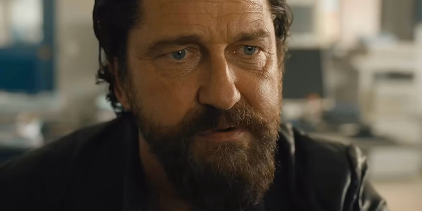 Gerard Butler in character as Nick O'Brien in a scene from Den of Thieves