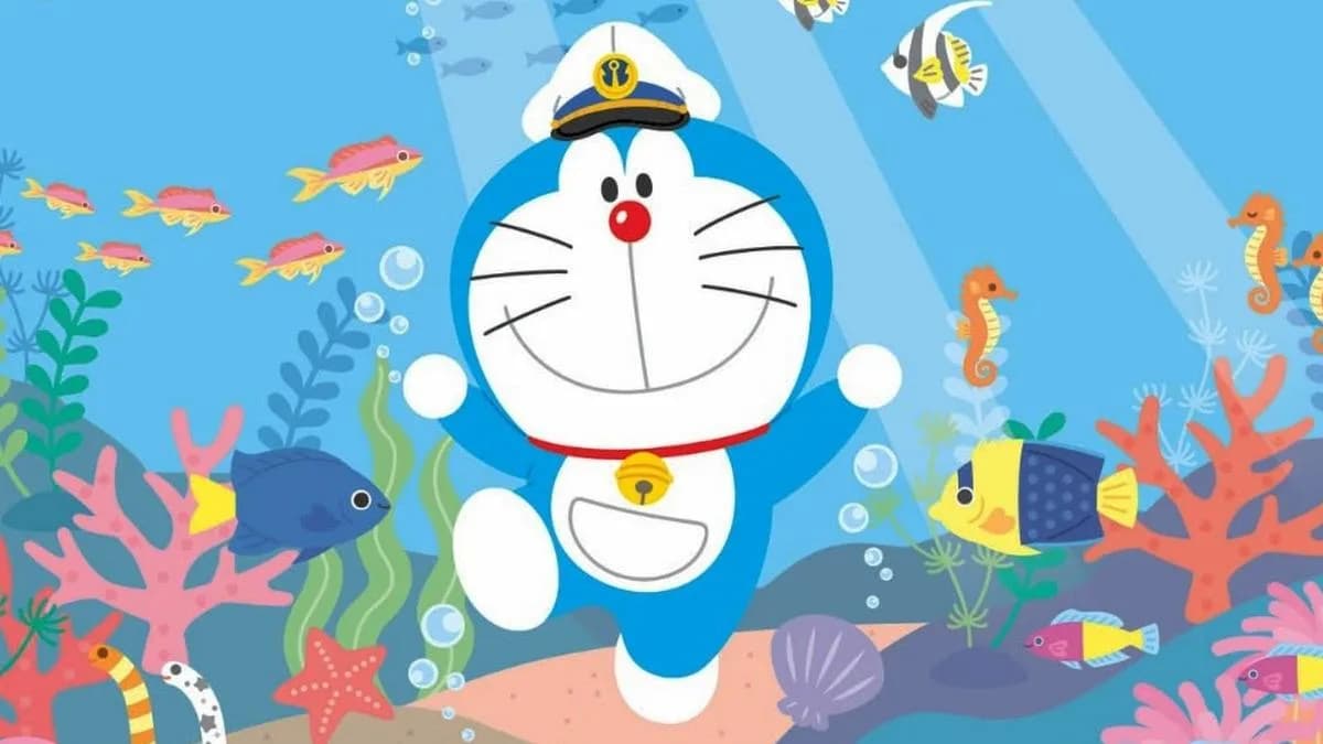 Poster or still from the animated film Doraemon: Castle Of The Undersea Devil