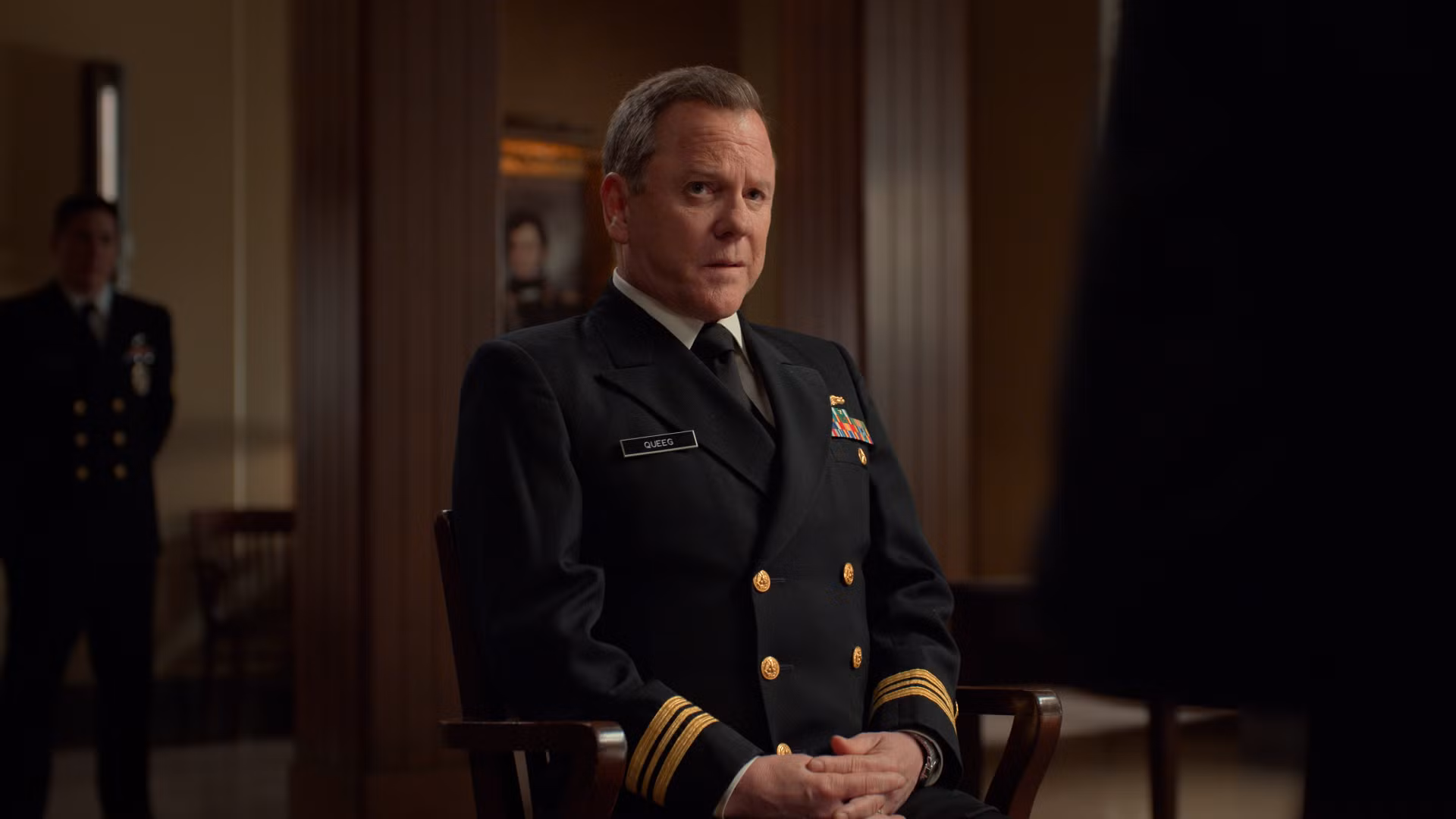 Kiefer Sutherland in a courtroom scene from A Few Good Men, the 1992 film written by Aaron Sorkin