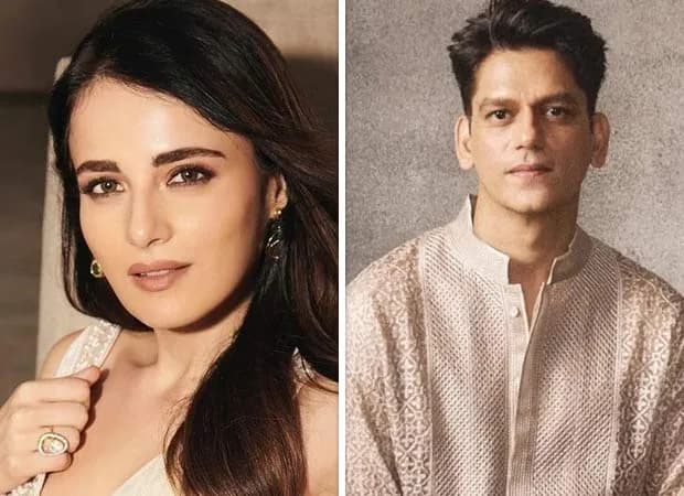 Radhikka Madan and Vijay Varma standing together on the Lust Stories 3 press set, looking thoughtful.