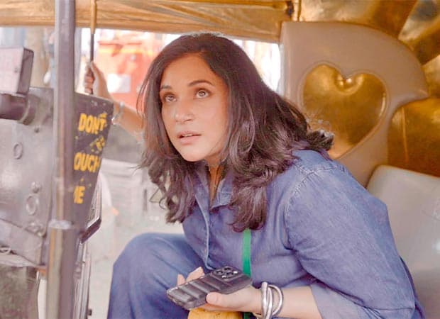 Richa Chadha featured in a promotional still for her YouTube non-fiction series Musafiri, set against a Mumbai backdrop.
