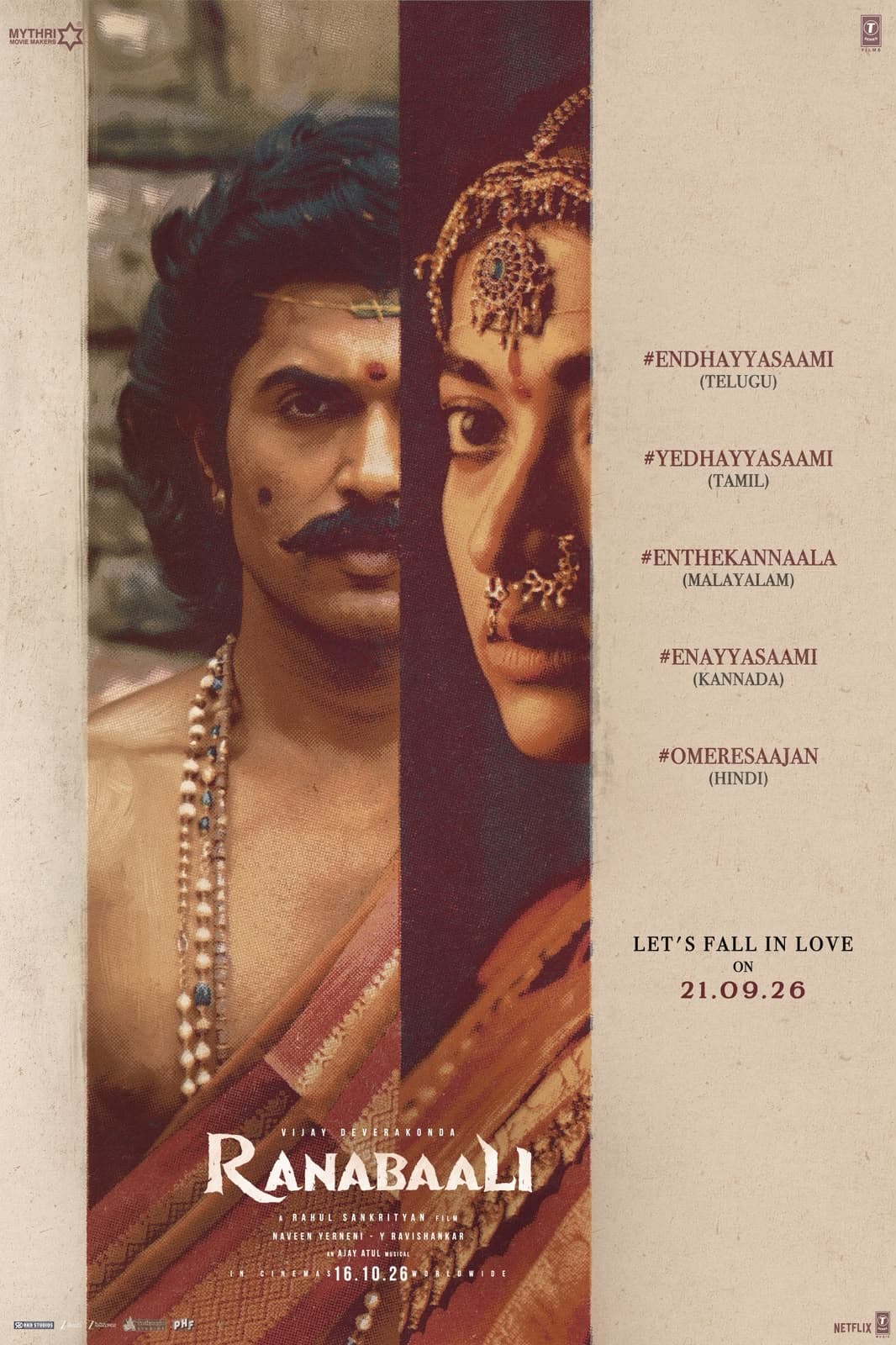 Vijay Deverakonda and Rashmika Mandanna in a period costume still from Ranabaali