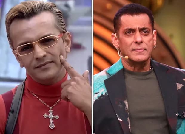 Imam Siddique speaking into a microphone, holding a printed letter addressed to Salman Khan.