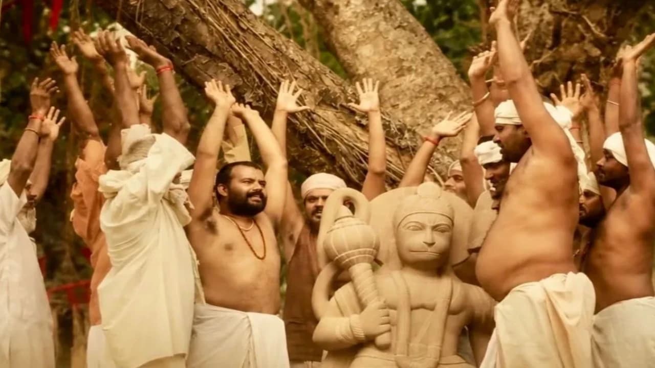 Poster or still from the film Hanuman Ansh displayed at a theatre