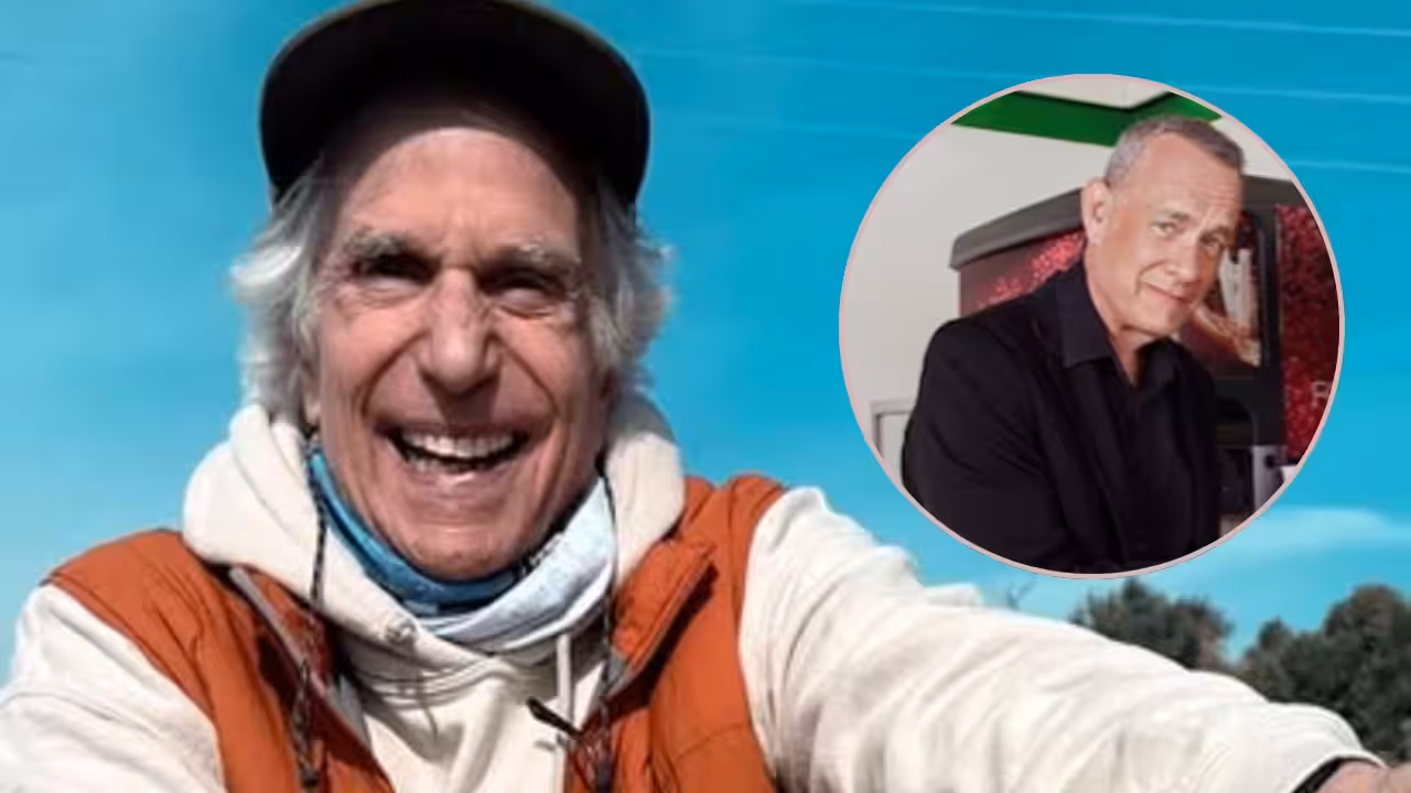 Henry Winkler speaking during a television interview
