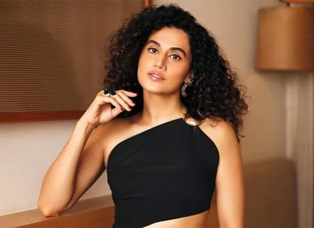 Taapsee Pannu speaking on a talk show with host Nayandeep Rakshit