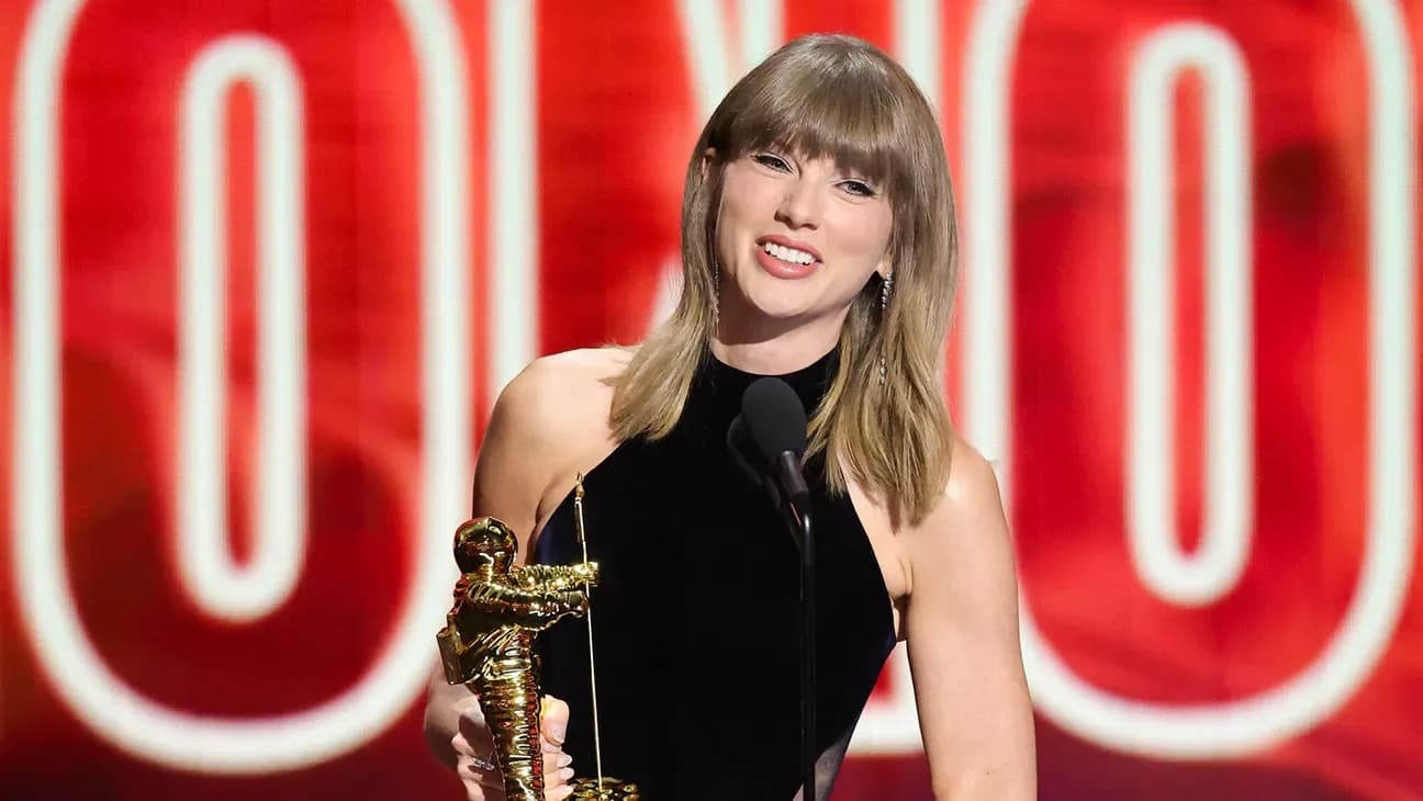 Taylor Swift on stage at the 2026 MTV VMAs accepting the Artist Director Honor
