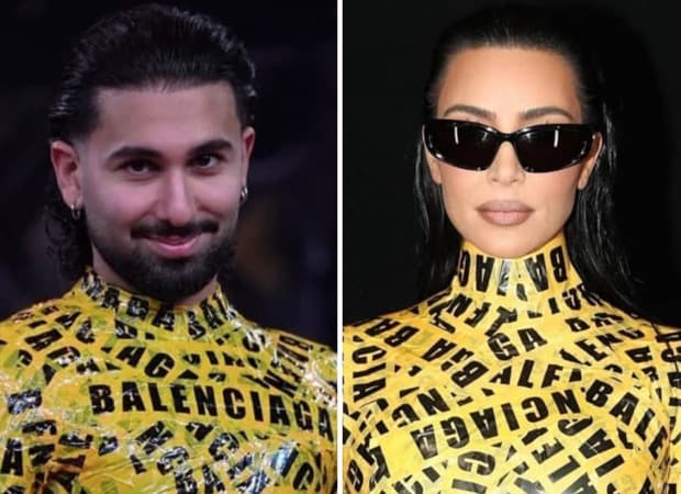 Orry poses in a yellow and black Balenciaga tape-inspired outfit at the Khatron Ke Khiladi 15 finale event.