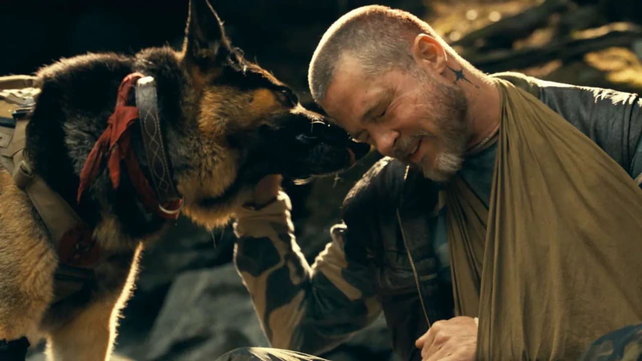 Brad Pitt on the poster of Heart of the Beast against a rugged wilderness backdrop