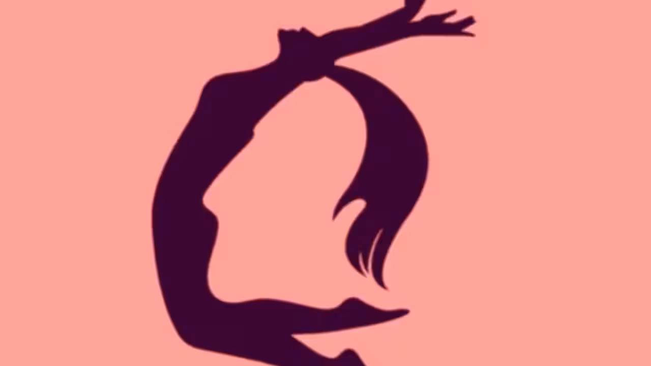 Black and white line-art optical illusion showing a dancer figure that can also be read as a standing man, depending on perspective.