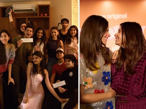 Alia Bhatt holding a card that reads 'Alia Bhatt, Producer' at a promotional event