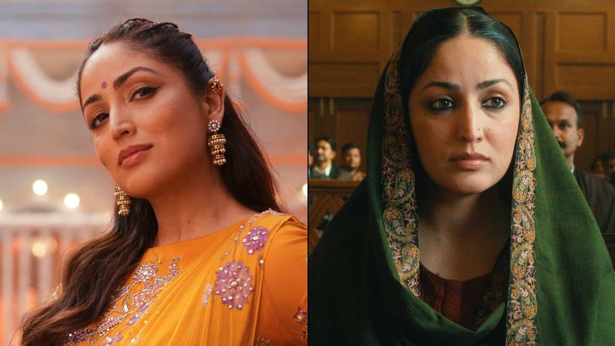 A still from Nayyi Navelli showing Yami Gautam and Addinath Kothare in a folk-inspired setting