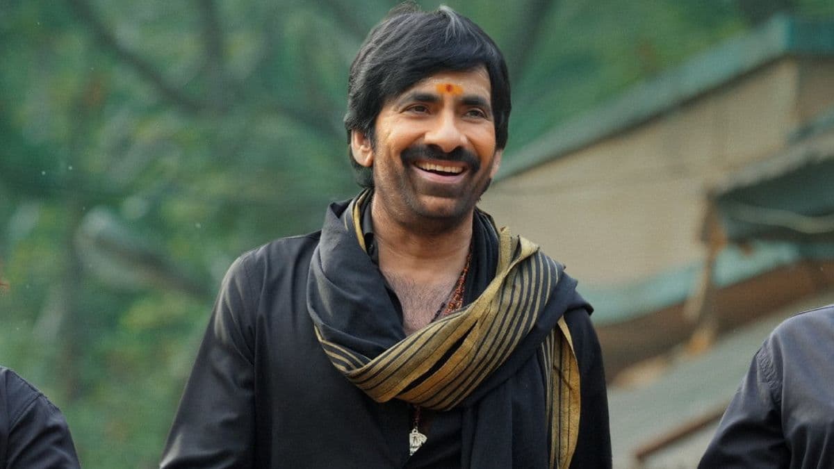 Ravi Teja in a still from the devotional action thriller Irumudi