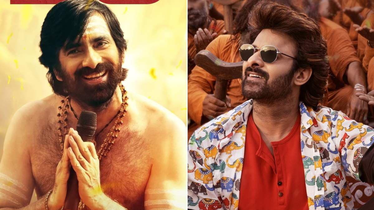 Ravi Teja in a promotional still from the Telugu film Irumudi
