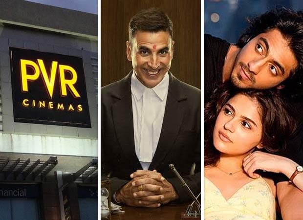 Exterior signage of a PVR INOX multiplex cinema in India