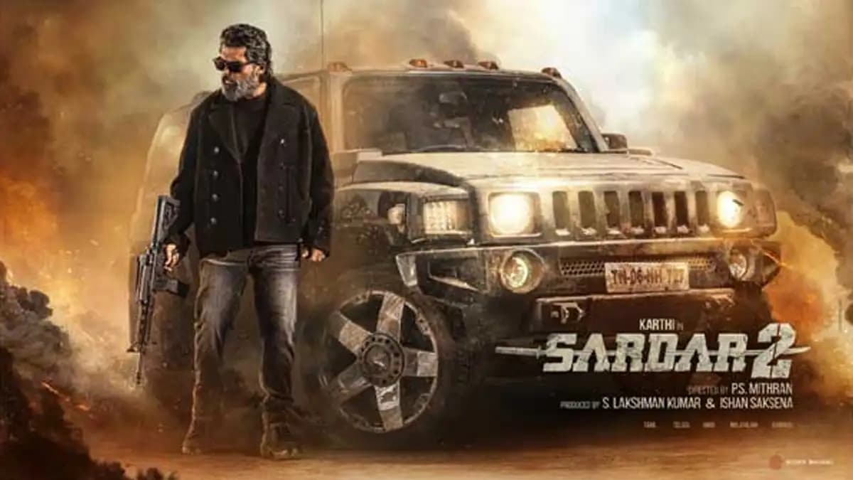 Promotional still of actor Karthi from the Tamil film Sardar 2