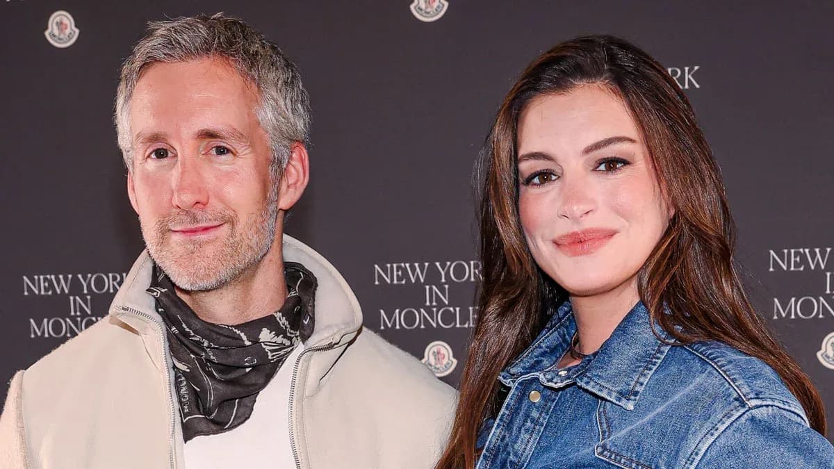 Anne Hathaway and Adam Shulman walking out of a New York social club after the Verity premiere on September 29, 2026.