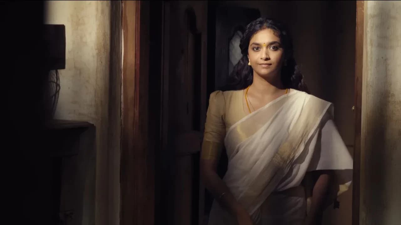 Keerthy Suresh in a period costume still from the film Dorothy, directed by Karthik Subbaraj.