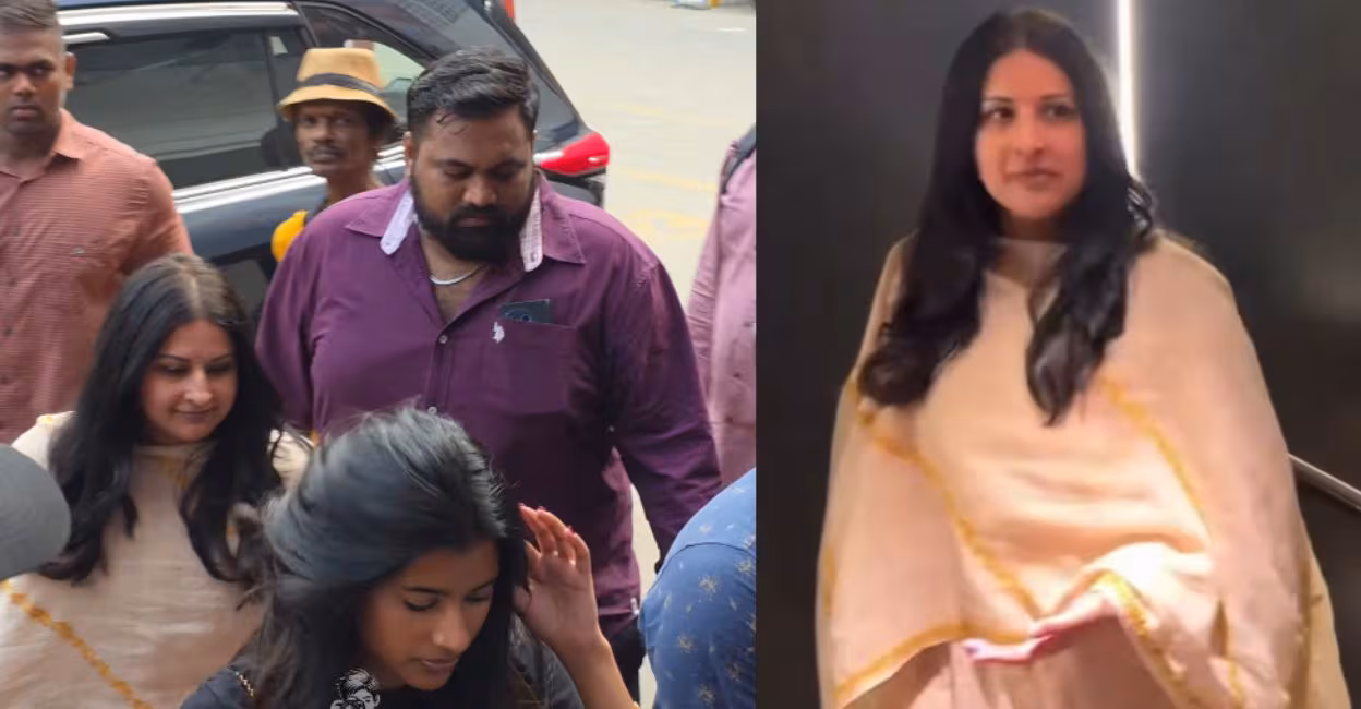 Sangeetha Sornalingam and Divya Sasha arriving at a Chennai theatre for the screening of Sigma
