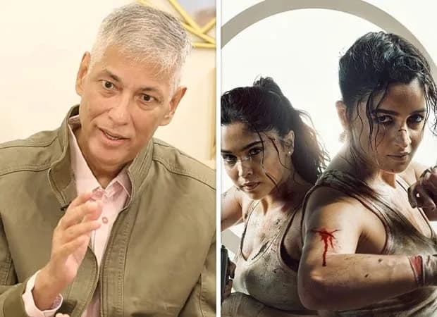 A still from Alpha showing Alia Bhatt and Sharvari in a high-octane action sequence, their expressions tense, the background blurred with motion.