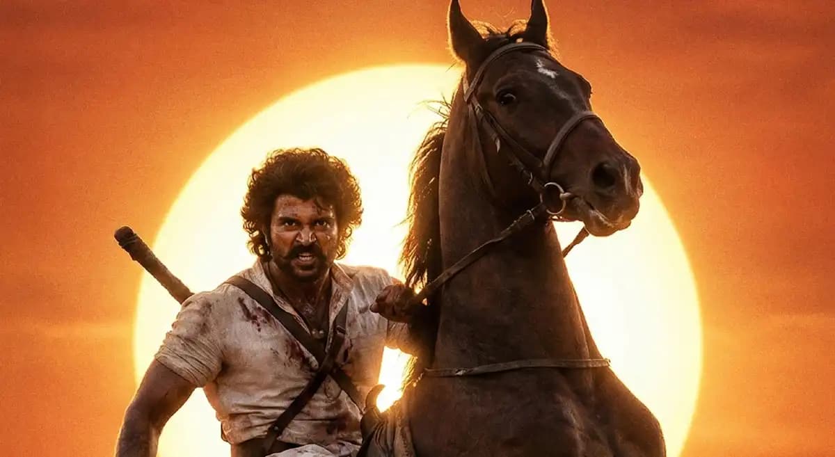 Vijay Deverakonda in a dramatic pose from Ranabaali