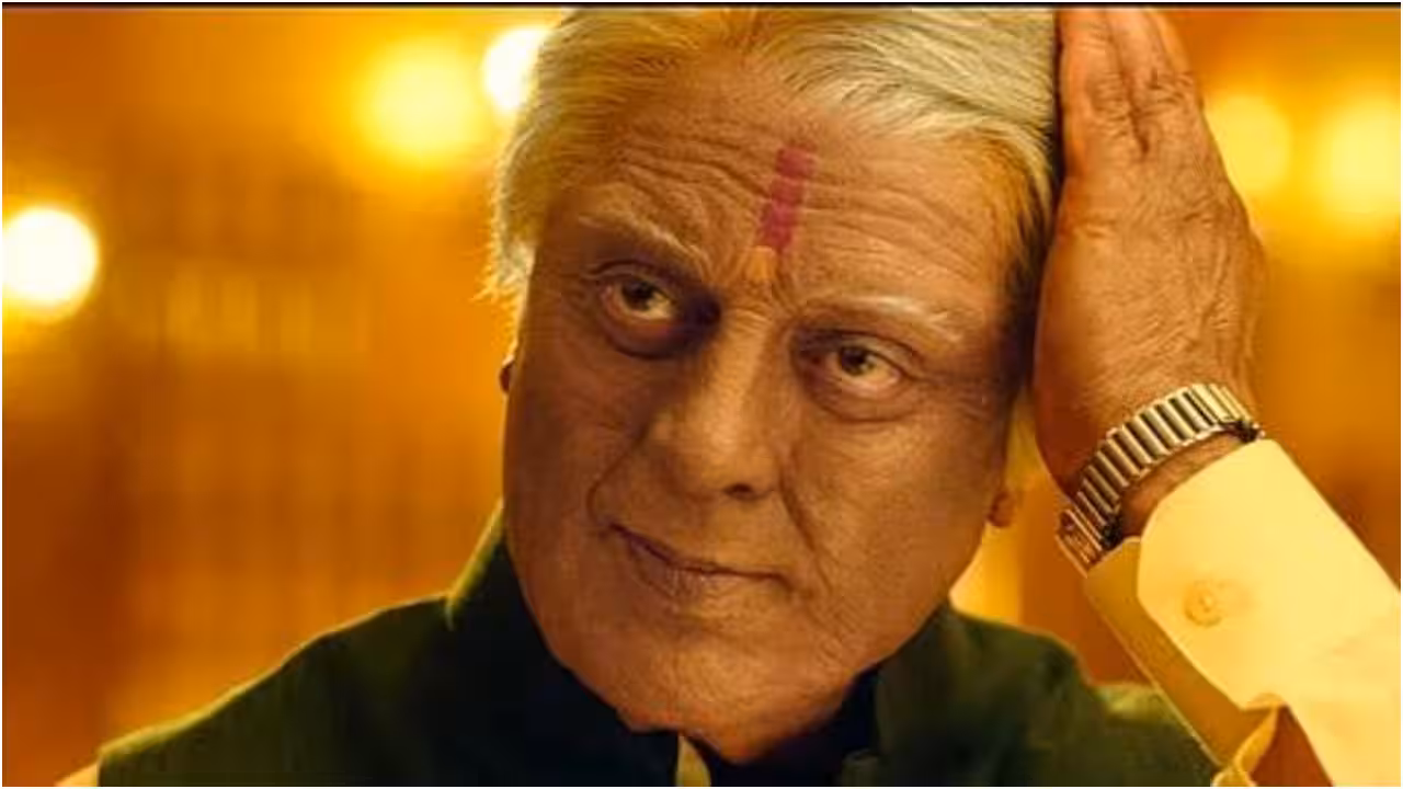 Kamal Haasan in character as Senapathy from the Indian film franchise
