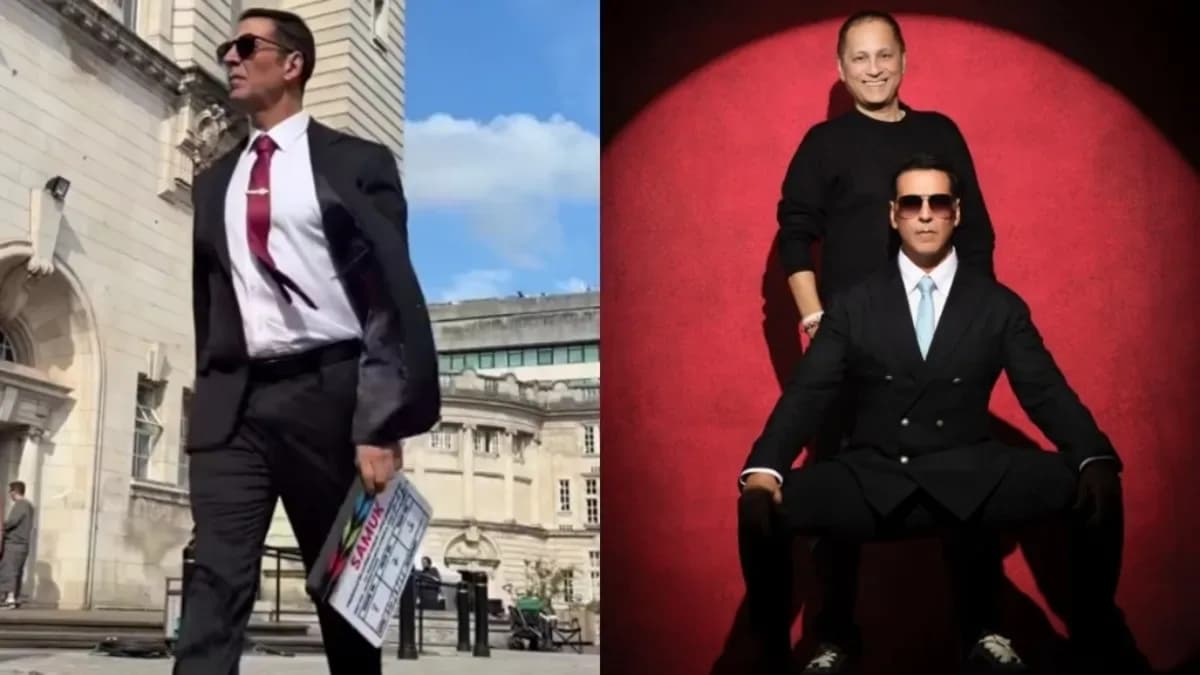 Akshay Kumar on the set of the sci-fi action thriller Samuk during its UK shooting schedule