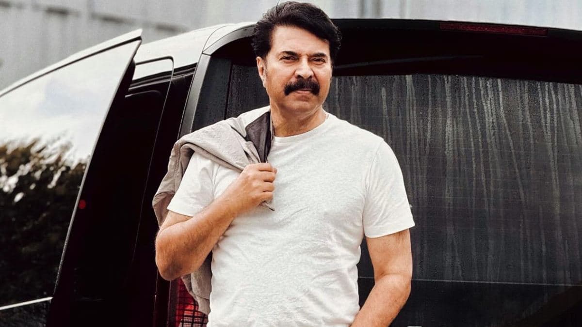 Mammootty in a stylised still from his upcoming film, dressed in a sharp gangster-era look