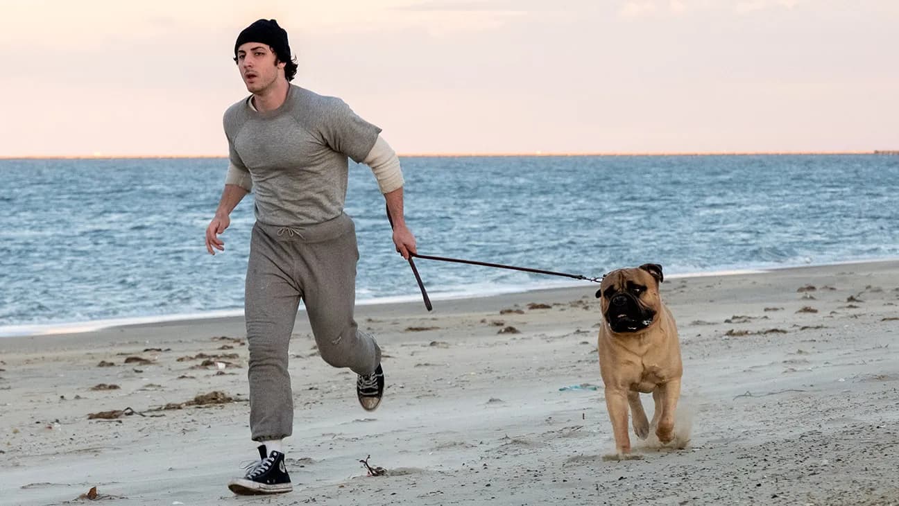 Anthony Ippolito in character as a young Sylvester Stallone in a still from I Play Rocky