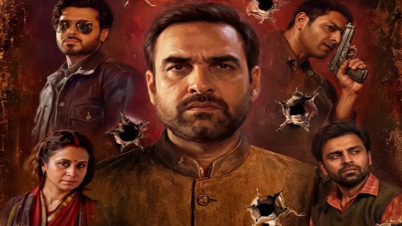 Poster or promotional still from Mirzapur: The Movie featuring the film's lead cast