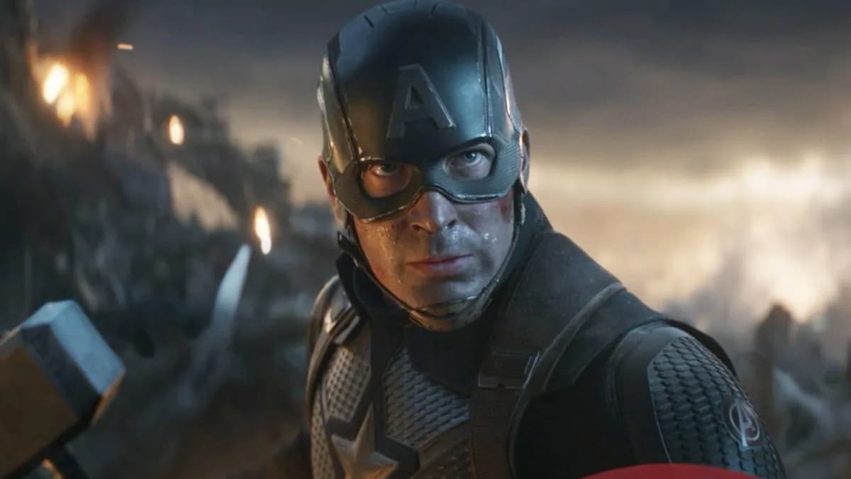 Marvel poster for Avengers: Endgame Encore displayed on a cinema screen in Shanghai