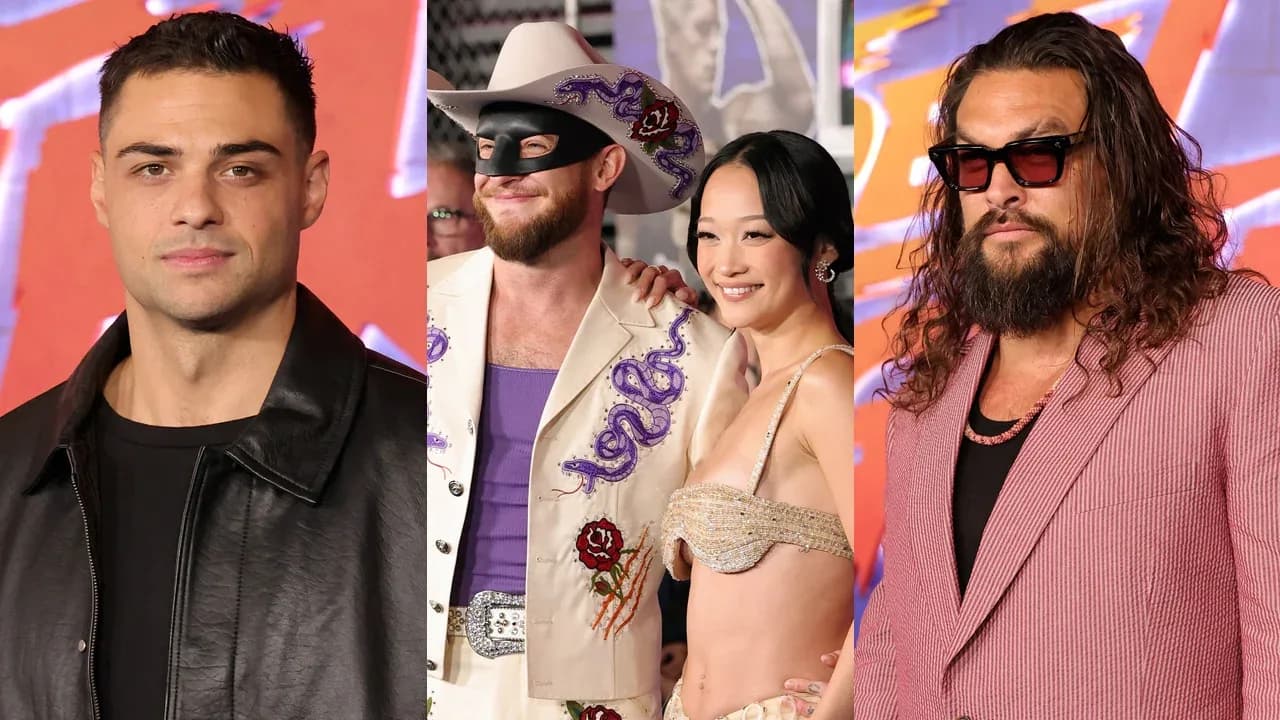 Noah Centineo and co-stars at the Street Fighter premiere at the TCL Chinese Theatre in Los Angeles.