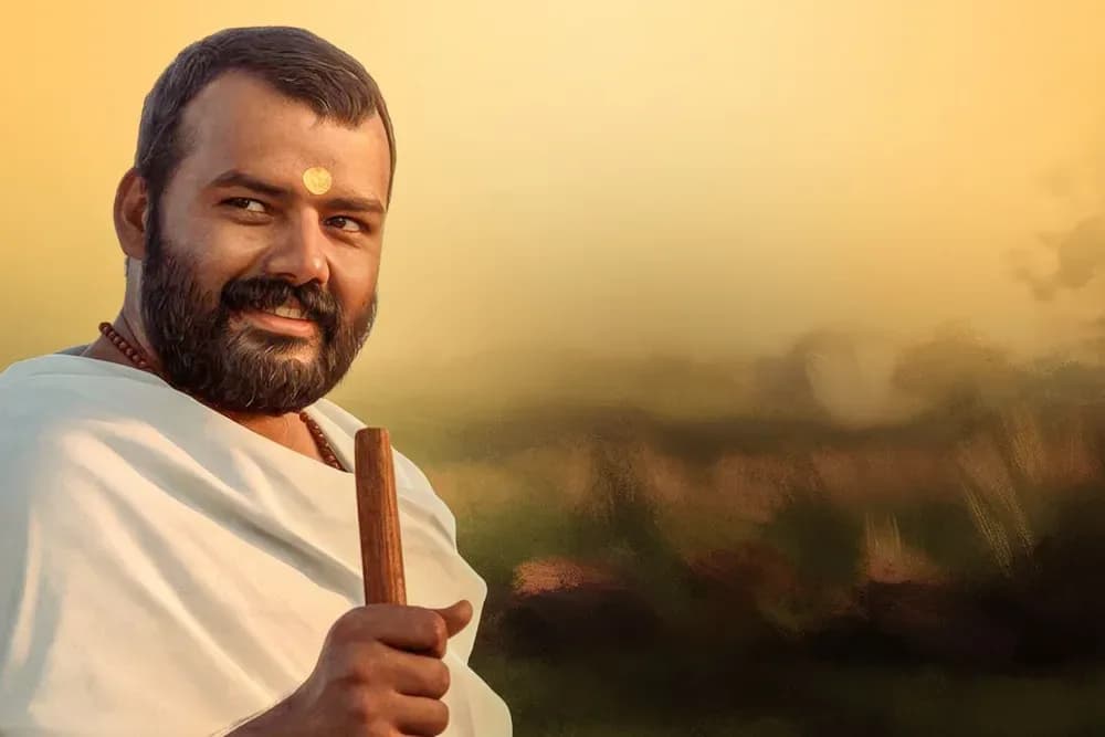Promotional poster art for the Indian devotional film Hanuman Ansh depicting the saint Maharaj-ji