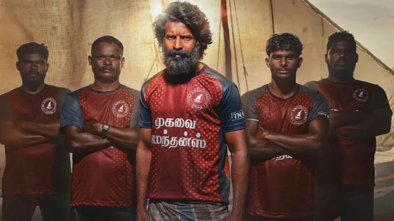 Poster of Nani's The Paradise with advance booking figures displayed in the background