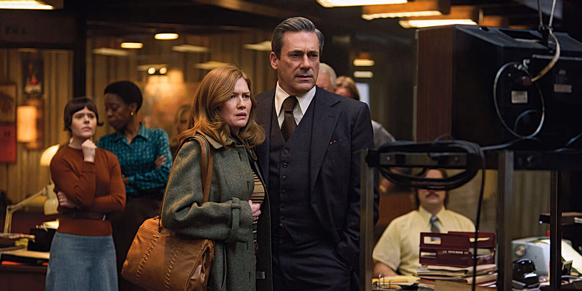 Jon Hamm in character as a radio reporter for the MGM+ series American Hostage