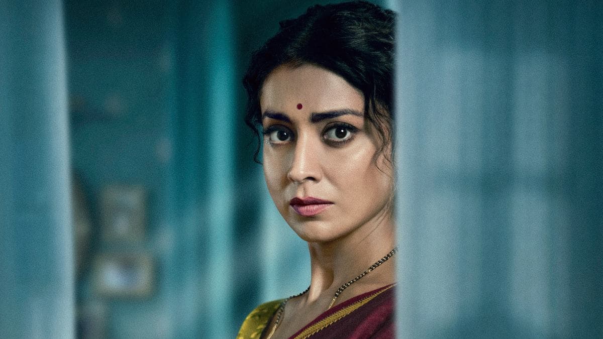 Shriya Saran as Nandini Salgaonkar in a still from Drishyam: The Conclusion, releasing in theatres October 2, 2026.