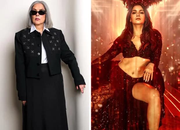Alia Bhatt in a feathered headpiece and cabaret-style outfit on a poster for Love & War