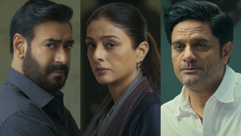 Ajay Devgn as Vijay Salgaonkar in a still from the Drishyam: The Conclusion trailer, set against a Goa backdrop