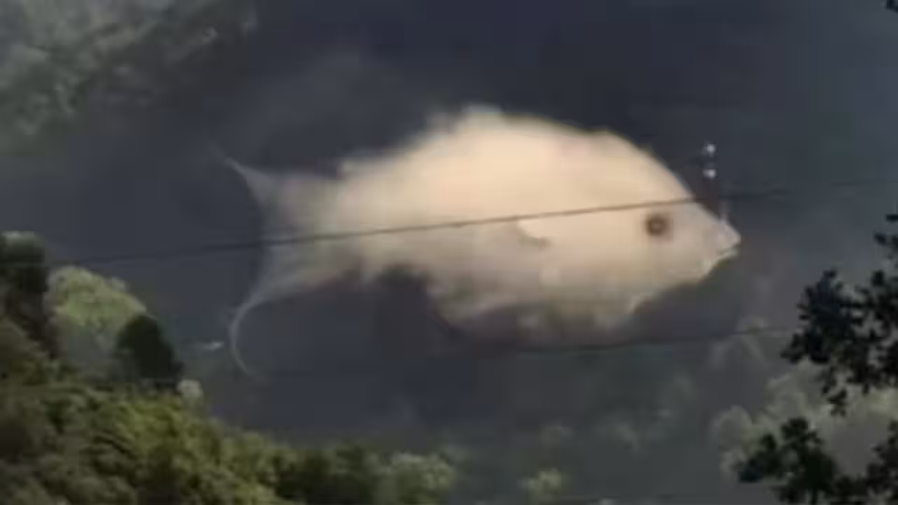 A cloud-shaped silhouette that also resembles a fish, from Mia Yilin’s TikTok optical illusion test