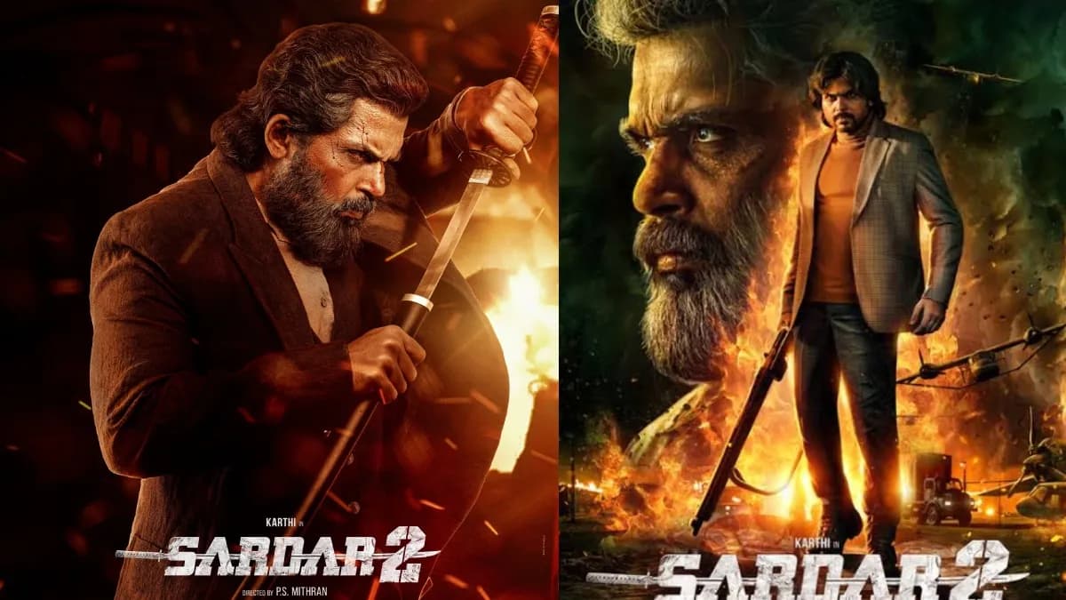 Karthi in a still from the spy action thriller Sardar 2, directed by PS Mithran
