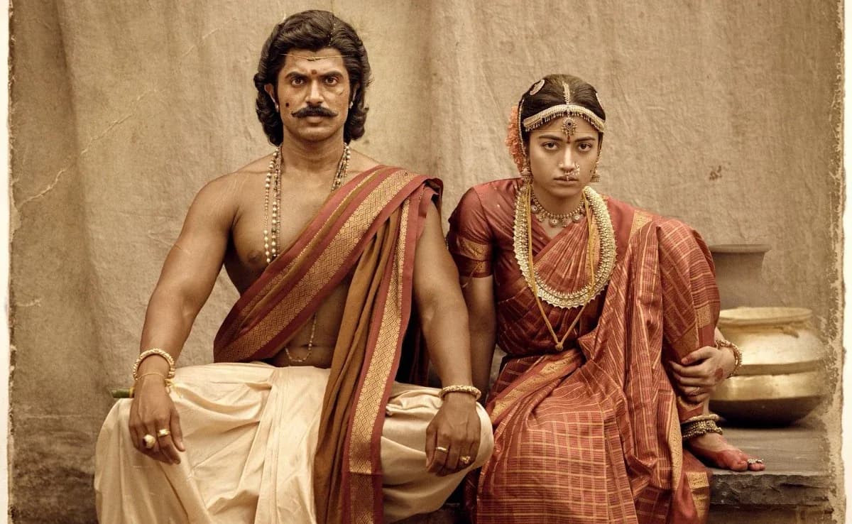 Vijay Deverakonda in period costume as a Rayalaseema warrior in a promotional still from Ranabaali