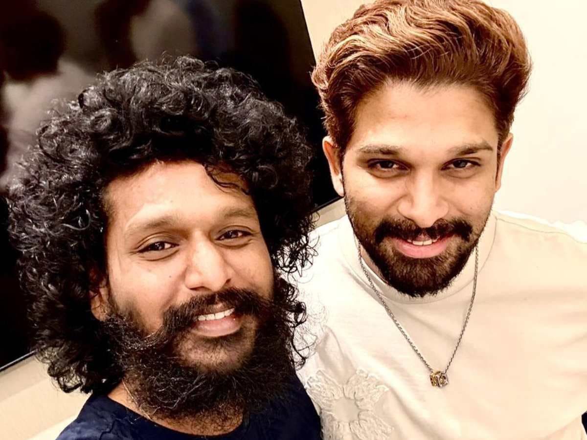 A promotional image of Allu Arjun and Lokesh Kanagaraj together at a film event, possibly from the teaser launch.