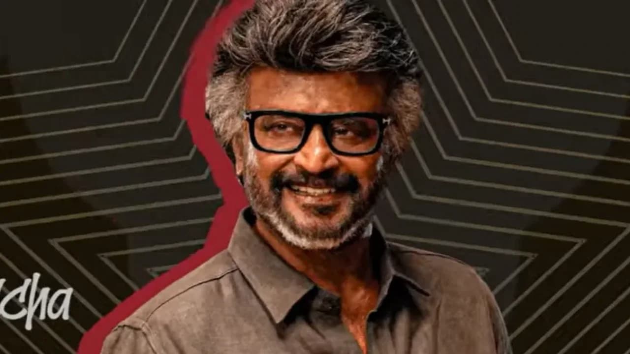 Screenshot of the ‘One Name’ single cover featuring Rajinikanth and a chorus backdrop