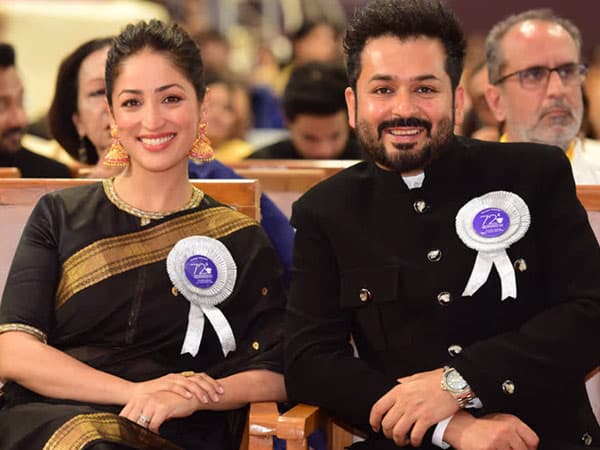 Aditya Dhar and Yami Gautam on the red carpet at the 72nd National Film Awards in Gujarat.