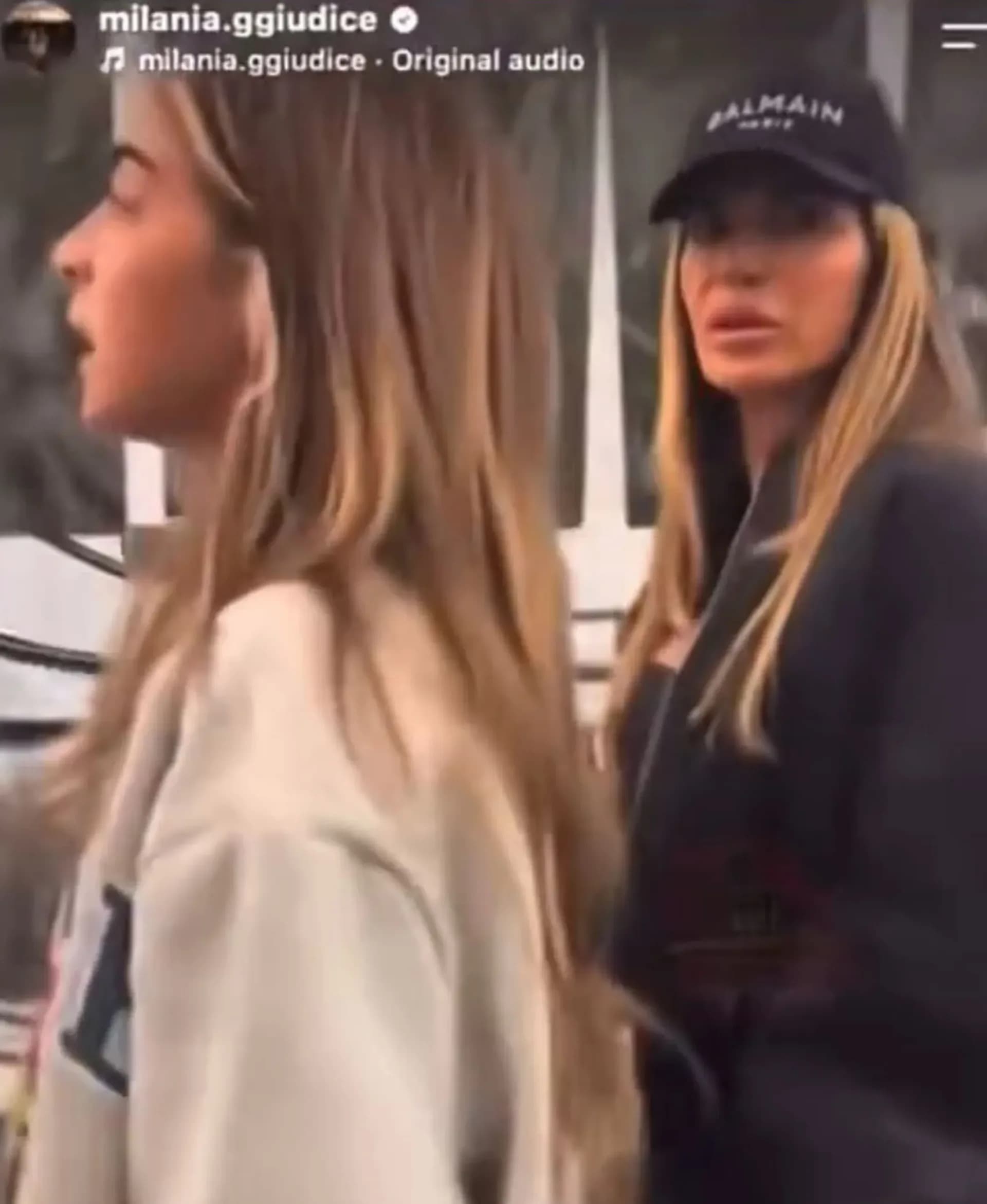 Screenshot from the deleted video showing Milania Giudice arguing with Teresa Giudice and Gia Giudice while police stand nearby at an airport