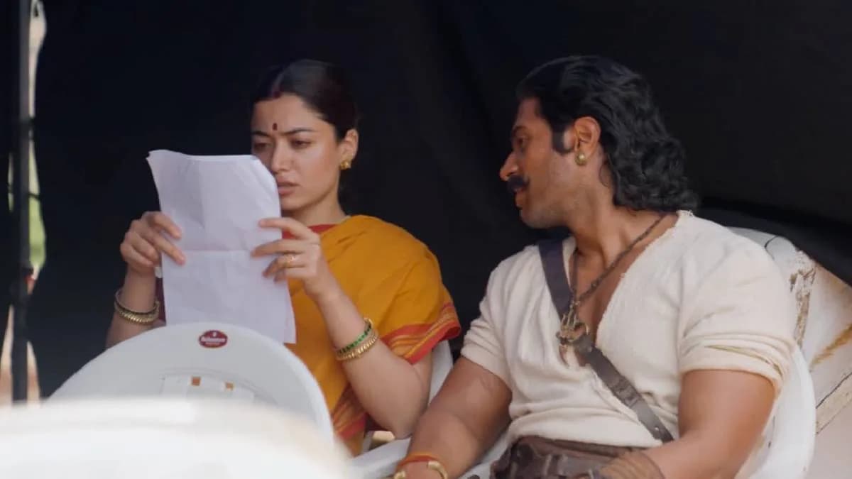 Thumbnail of Ranabaali documentary episode showing Vijay Deverakonda and Rashmika Mandanna beside a vintage British railway map